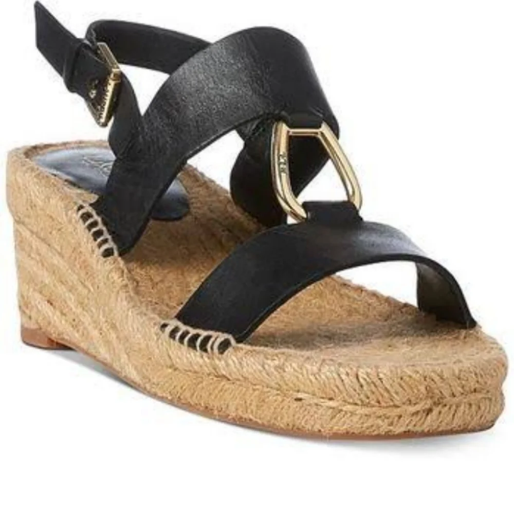 LAUREN by Ralph Lauren Bena Leather Espadrille Sandals